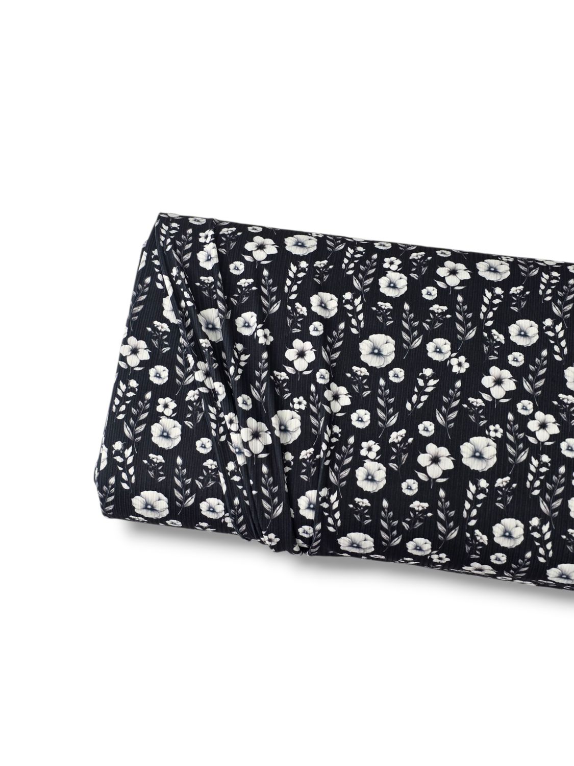 *Unique Design* Willow Ribbed Knit Silver Blossoms Black