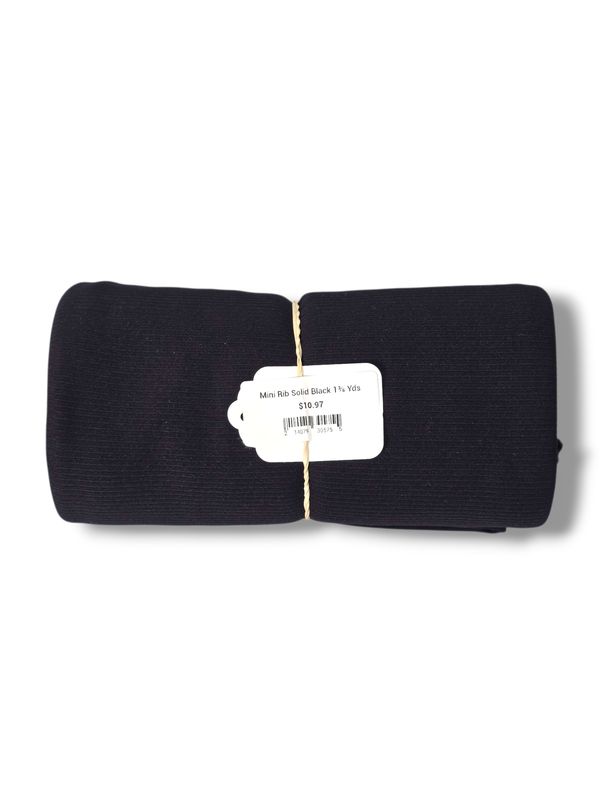 Mini Rib Solid Black 1⅜ Yds