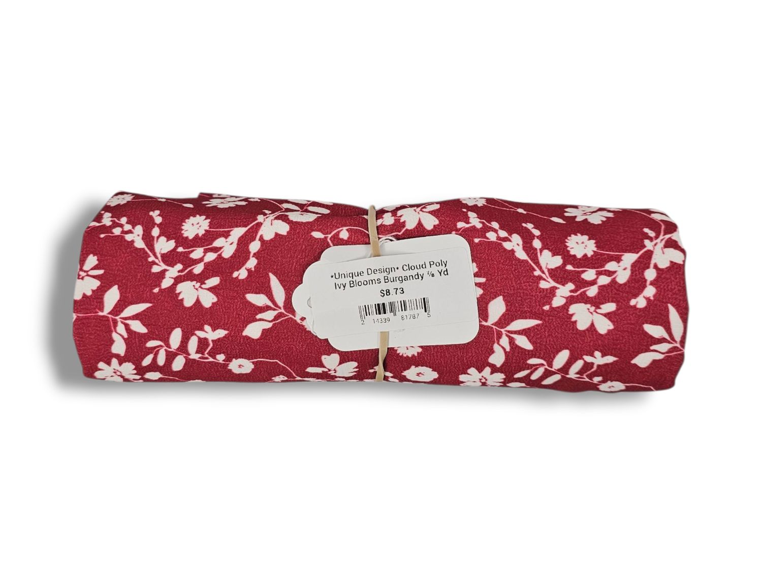 *Unique Design* Cloud Poly Ivy Blooms Burgandy ⅞ Yd