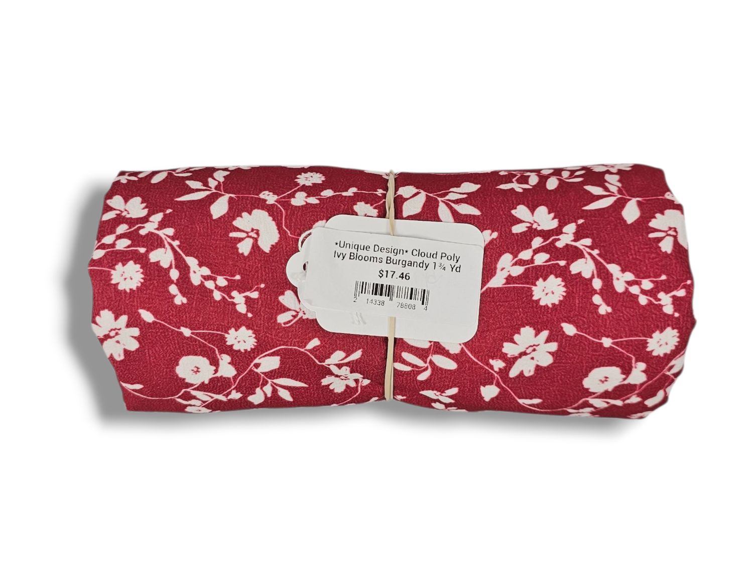 *Unique Design* Cloud Poly Ivy Blooms Burgandy 1¾ Yd