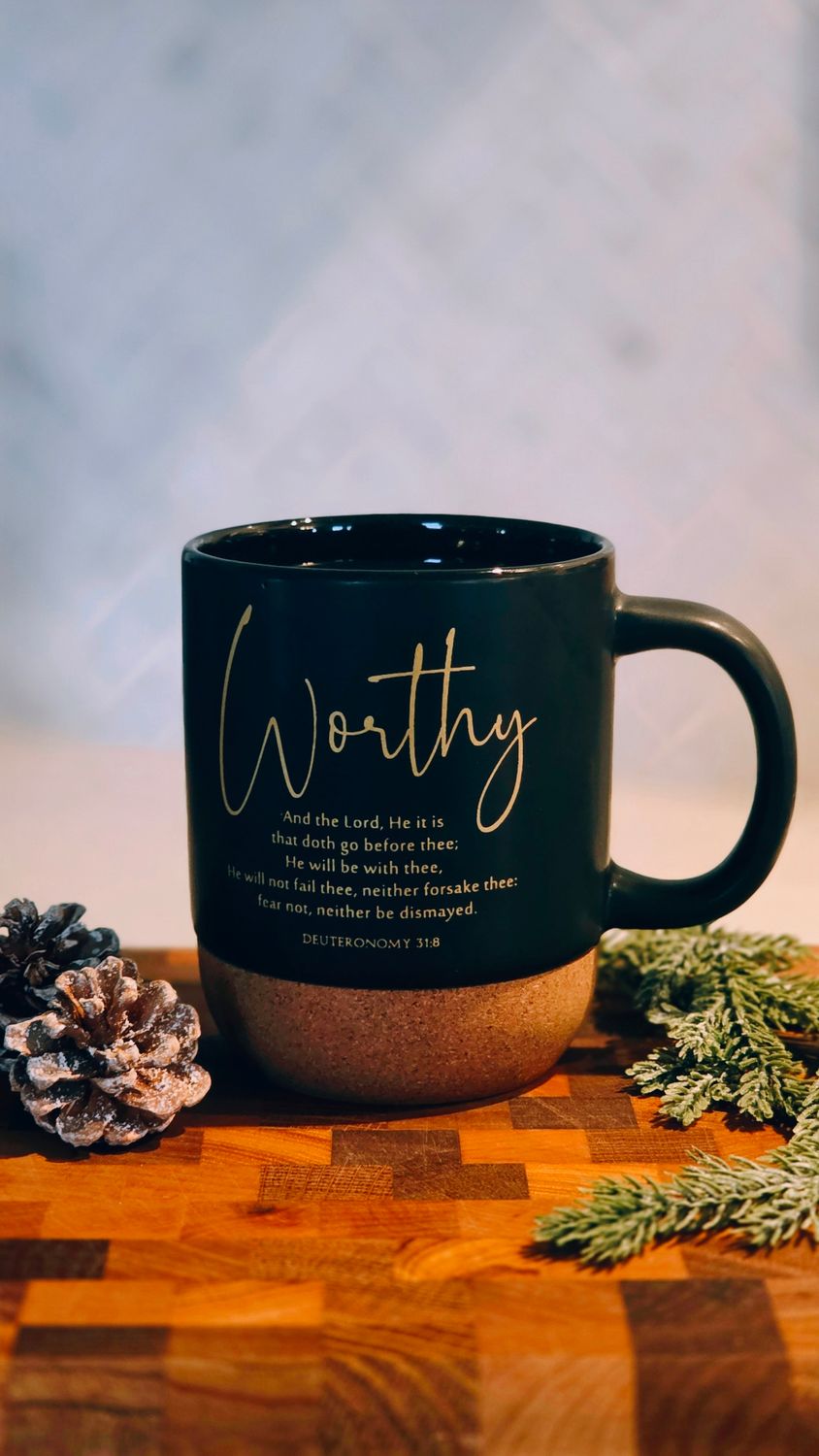 Black Ceramic Coffee Mug With Cork Bottom Worthy