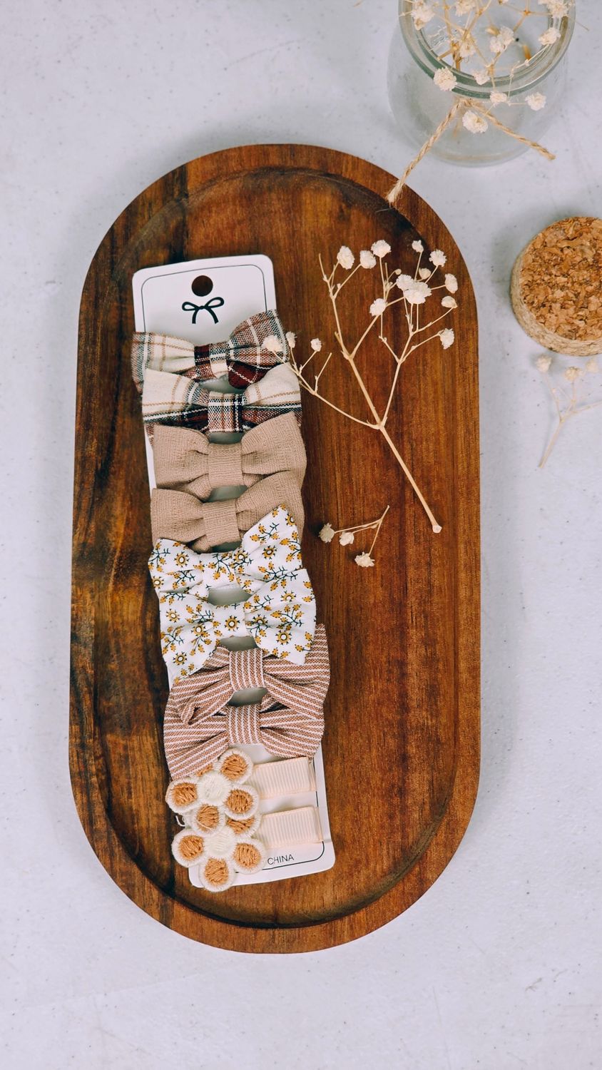 Elegant Earth Tone Hair Bows 10 Pcs