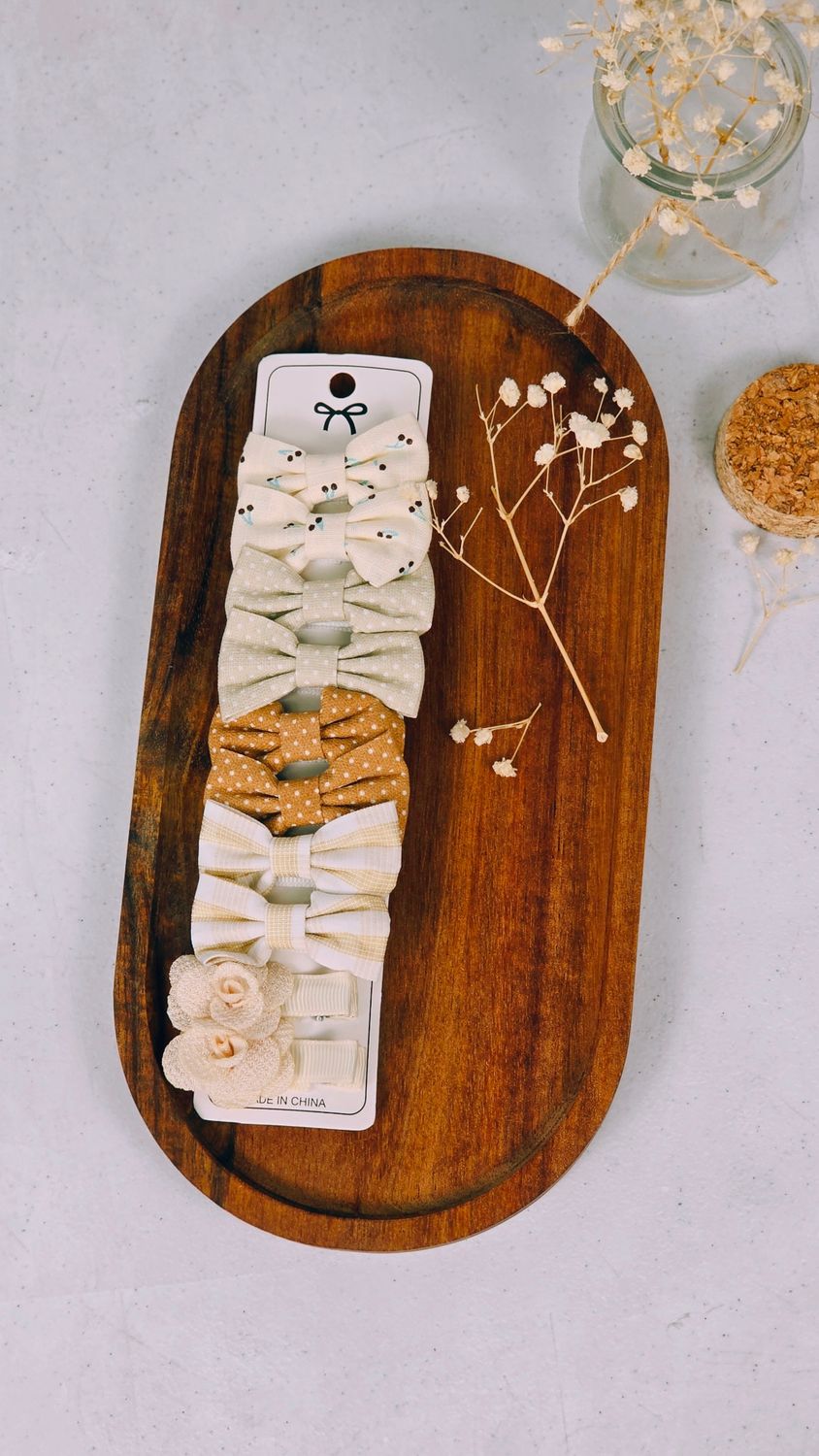 Elegant Neutral Hair Bows 10 Pcs