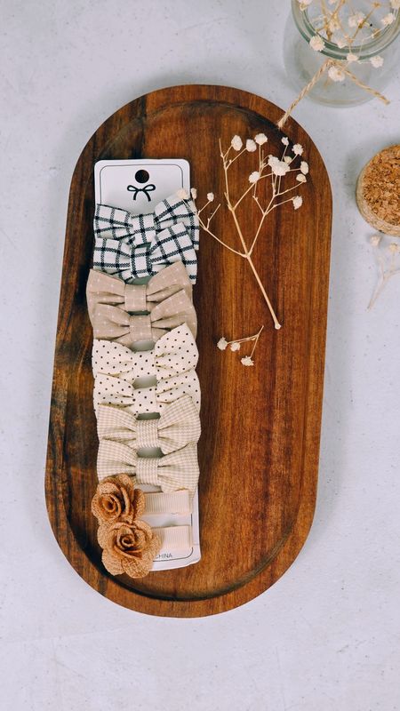 Elegant Beige Hair Bows 10 Pcs