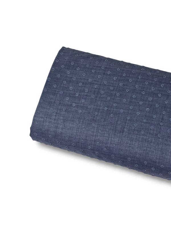 Round Linen Swiss Dot Denim