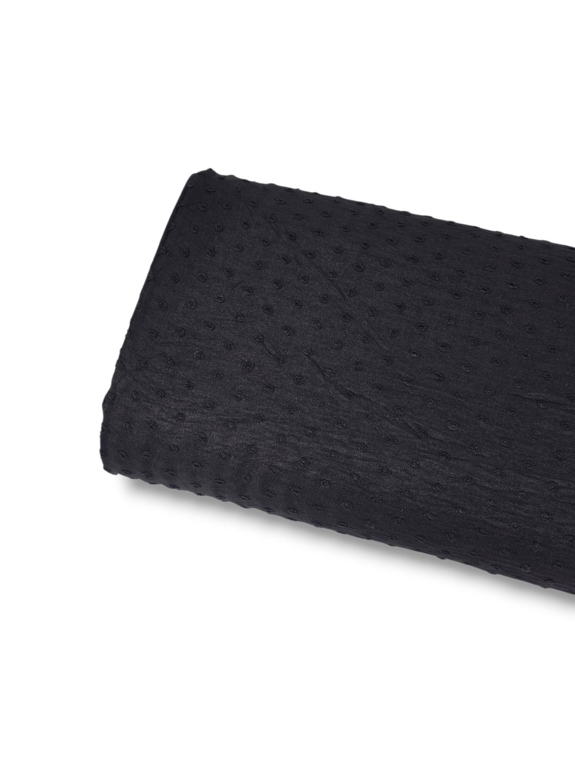 Round Linen Swiss Dot Black