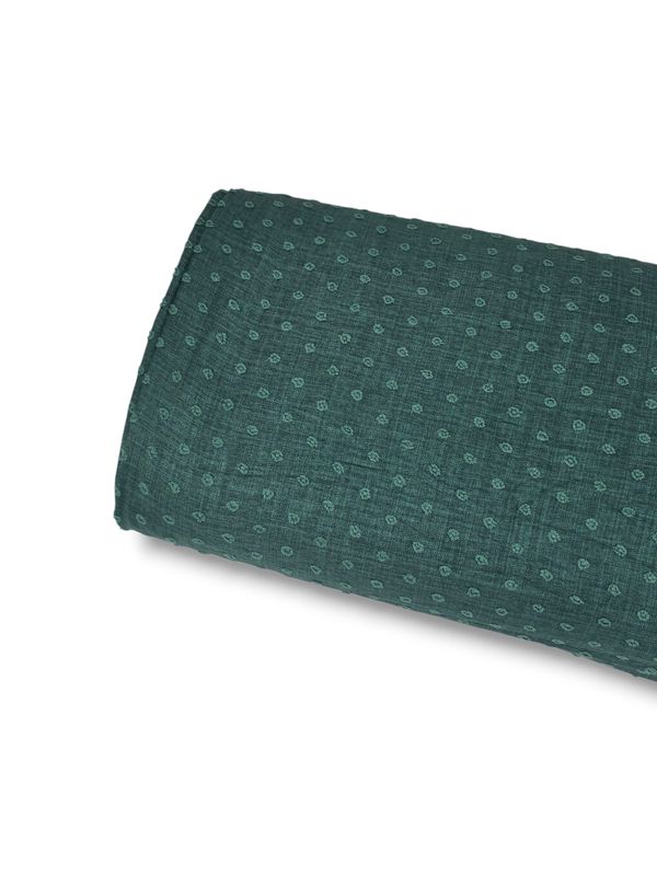 Round Linen Swiss Dot Emerald Green