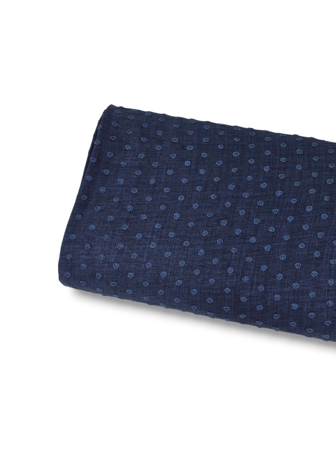Round Linen Swiss Dot Navy Blue