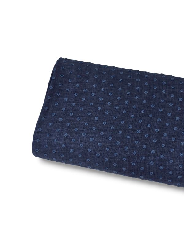 Round Linen Swiss Dot Navy Blue