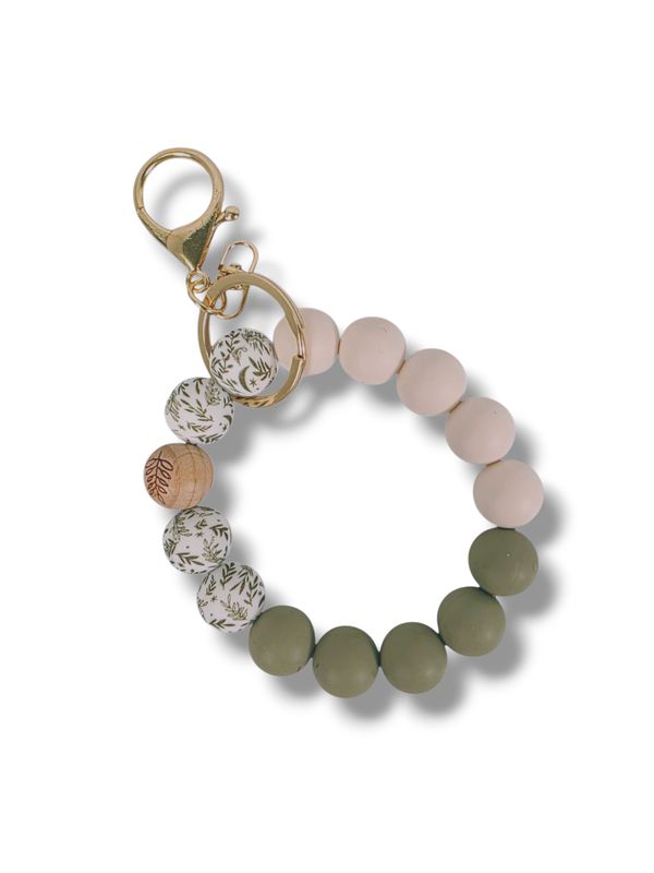 Silicone Bead Clip Bracelet Olive Earth