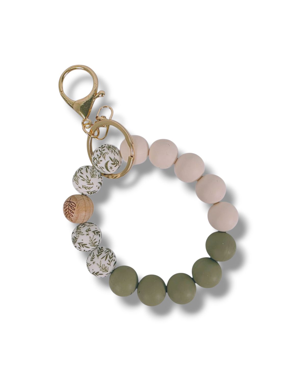Silicone Bead Clip Bracelet Olive Earth
