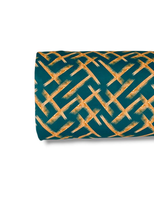 *Unique Design* Tricot Knit Golden Lattice Teal