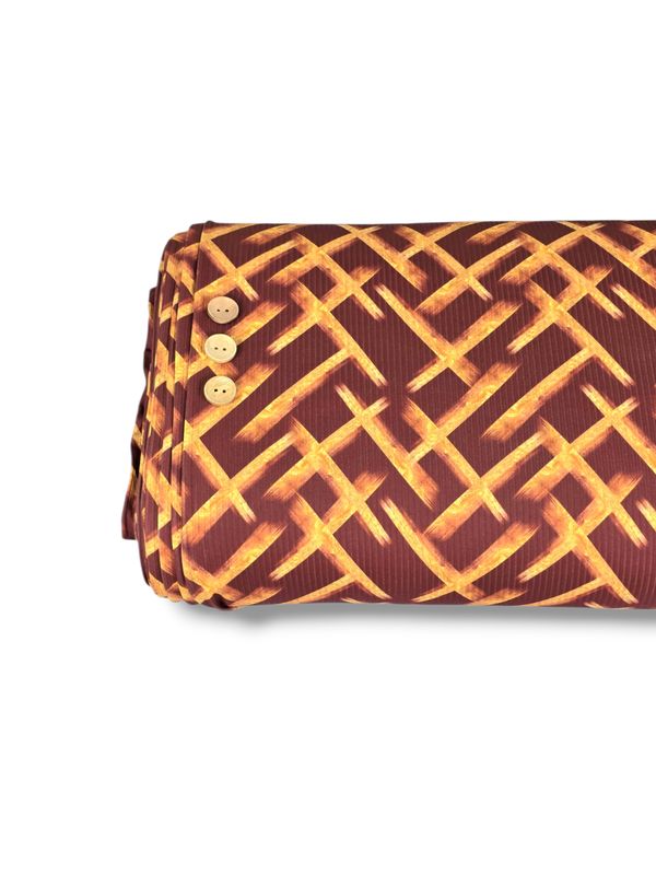*Unique Design* Willow Ribbed Knit Golden Lattice Maroon
