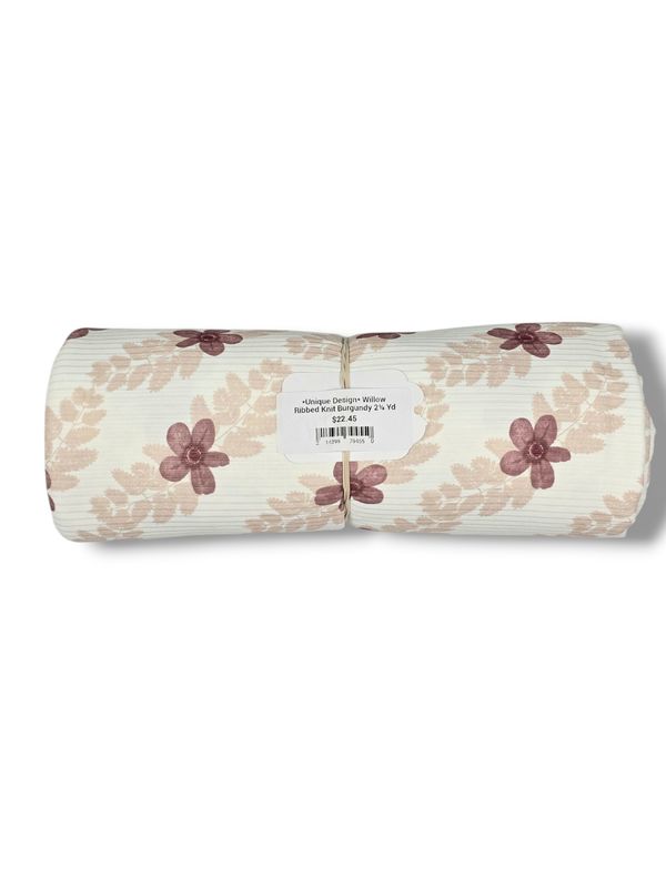 *Unique Design* Willow Ribbed Knit Burgundy 2¼ Yd