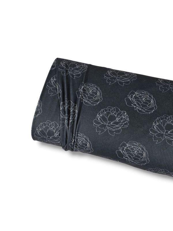 *Unique Design* Willow Ribbed Knit Petal Sketch Black