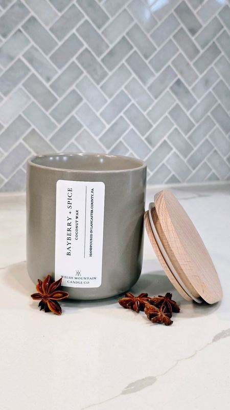 Bayberry + Spice Coconut Wax Homestead Stone Bamboo Lid