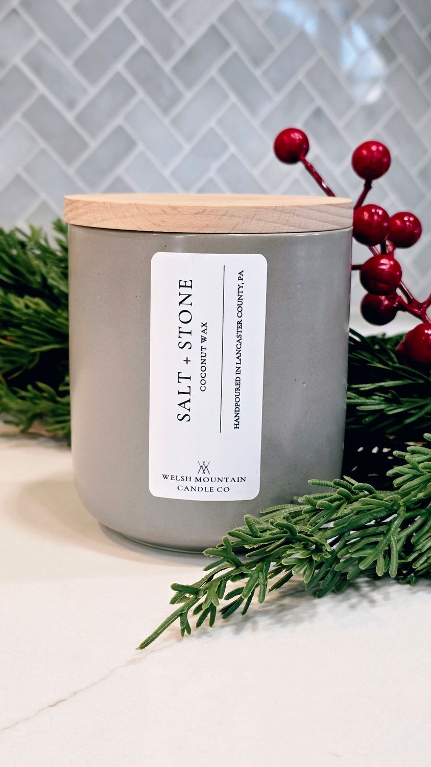 Salt + Stone Coconut Wax Homestead Stone Bamboo Lid