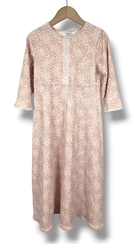 4-5 Yr Dress Ribbed Knit Petite Floral Beige