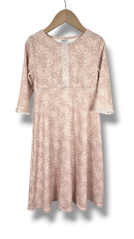 2-3 Yr Dress Ribbed Knit Petite Floral Beige