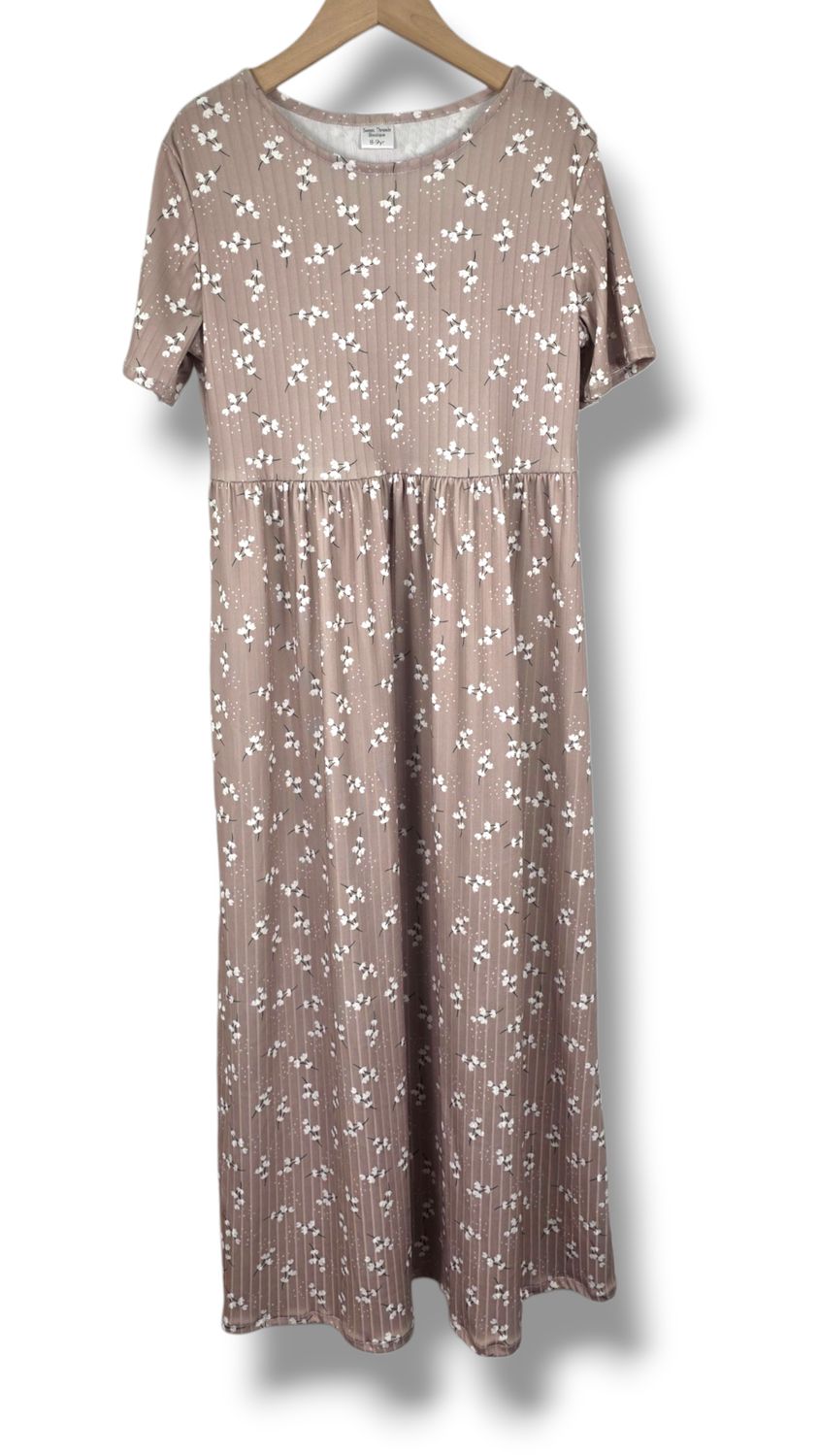 8-9 Yr Dress Poly Ribbed Knit Willow Bud Tan