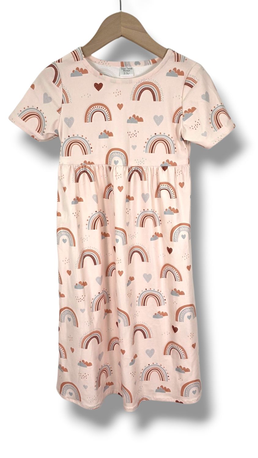 2-3 Yr Dress Single Brushed Boho Rainbow Sky