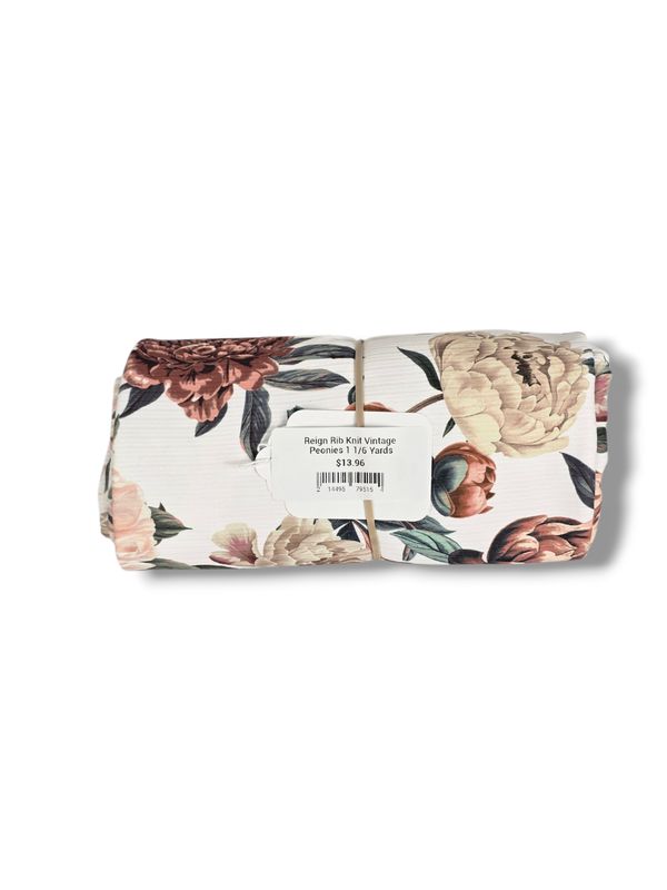 Reign Rib Knit Vintage Peonies 1 1/6 Yards