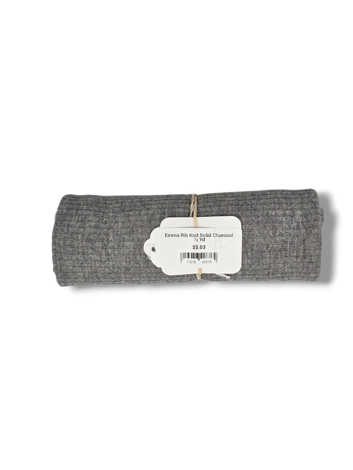 Emma Rib Knit Solid Charcoal ½ Yd