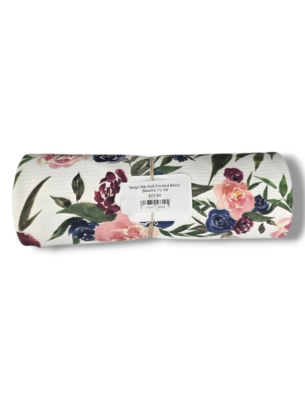 Reign Rib Knit Frosted Berry Blooms 1½ Yd