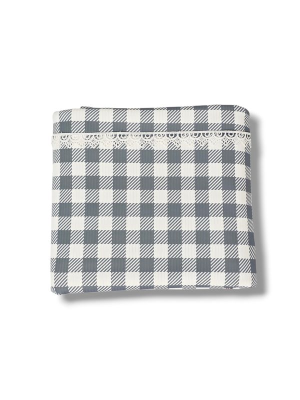 *Unique Design* Willow Ribbed Knit Gingham Dusty Blue