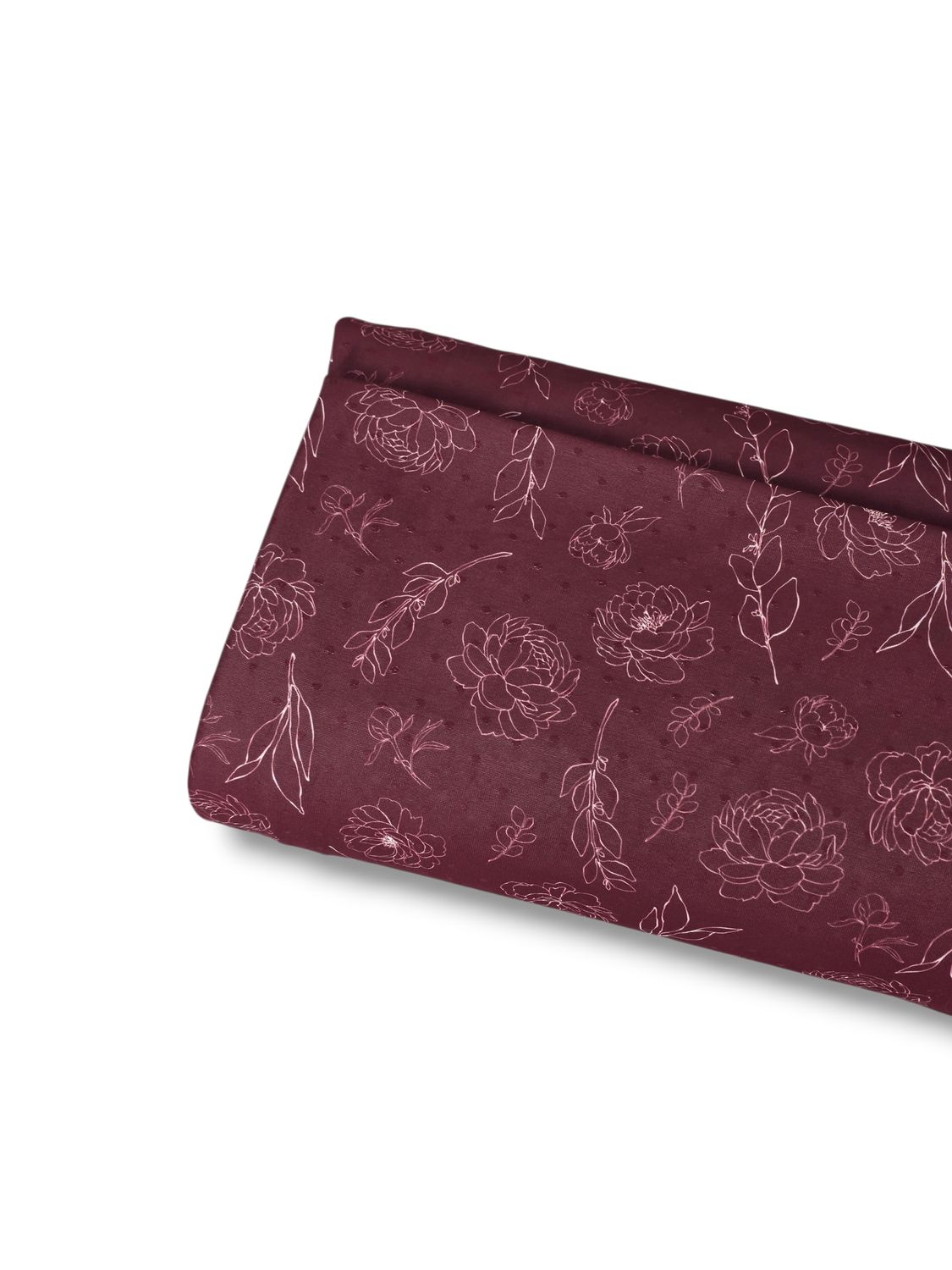 *Unique Design* Swiss Dot Knit Peony Sketch Wine Small