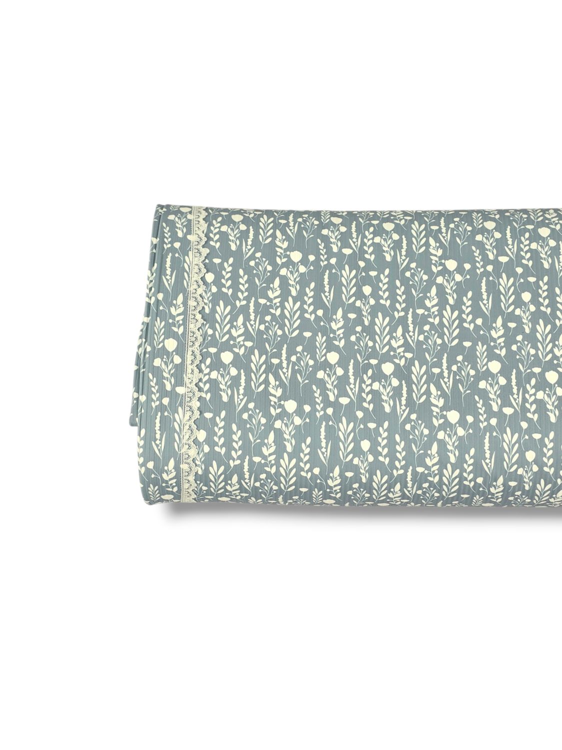 *Unique Design* Willow Ribbed Knit Trailing Sprigs Slate Blue