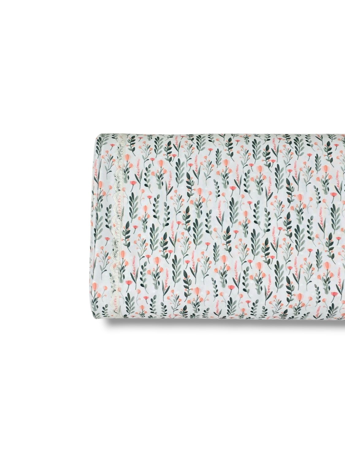 *Unique Design* Swiss Dot Knit Trailing Sprigs Coral