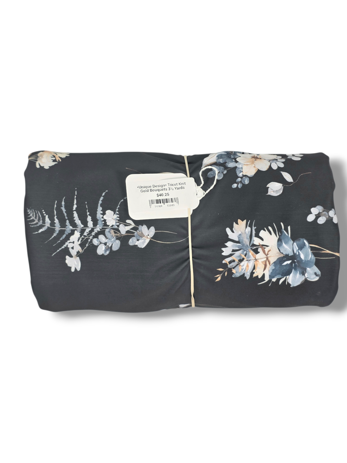 *Unique Design* Tricot Knit Gold Bouquets 3½ Yards