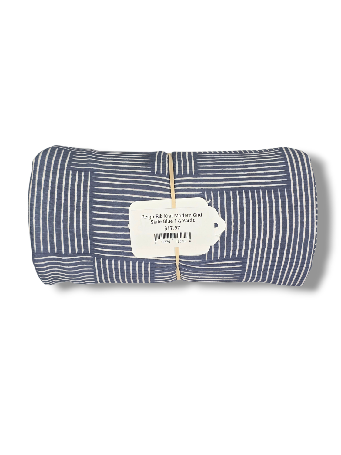 Reign Rib Knit Modern Grid Slate Blue 1½ Yards