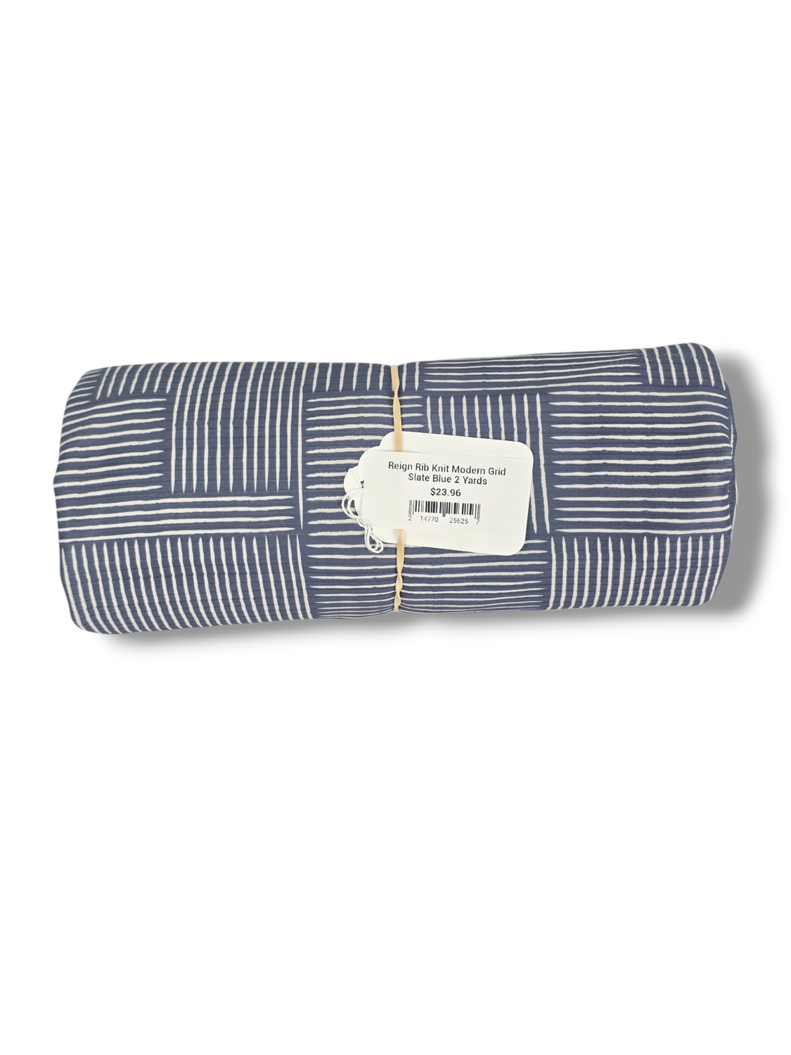 Reign Rib Knit Modern Grid Slate Blue 2 Yards