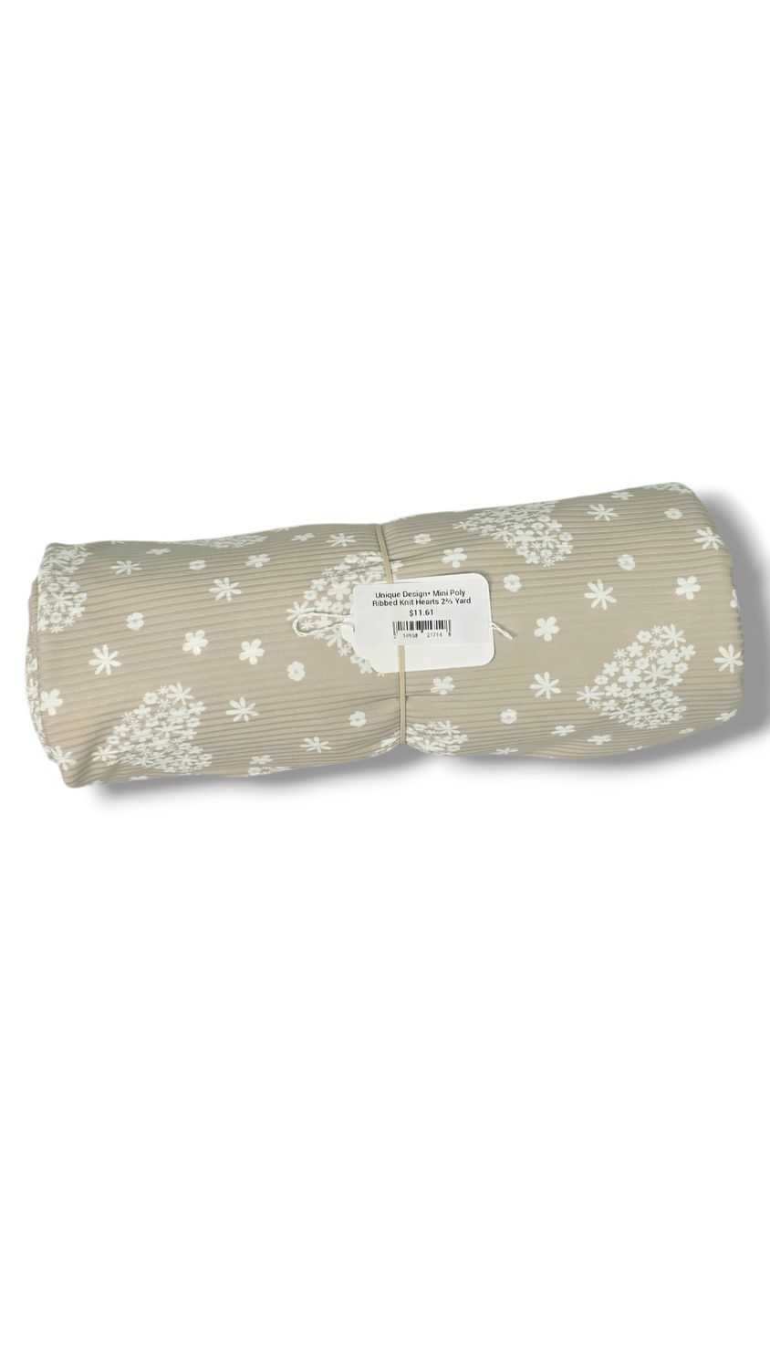 Unique Design* Mini Poly Ribbed Knit Hearts 2⅔ Yard