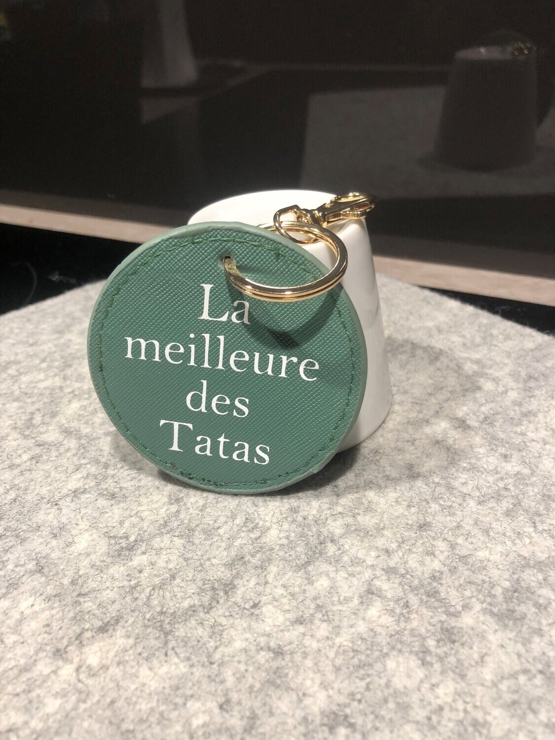 Porte-clés rond cuir