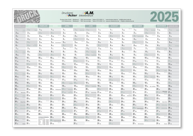Wandkalender 50x70cm