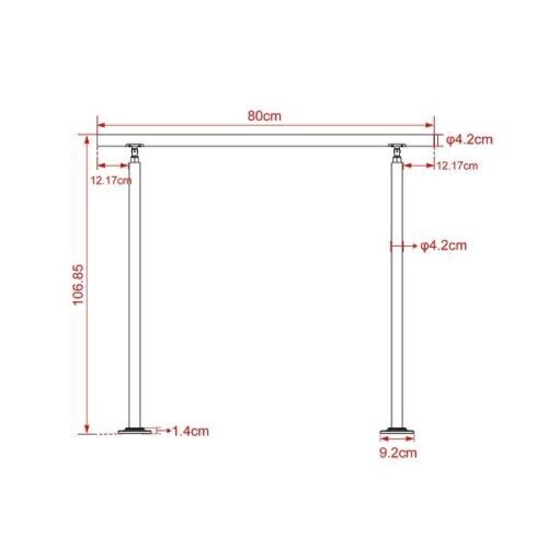 Edelstahl Treppengeländer Handlauf Geländer Brüstung Eingangsgeländer ohne Querstreben, Länge: Treppengeländer 80 cm ohne Querstreben - 57200