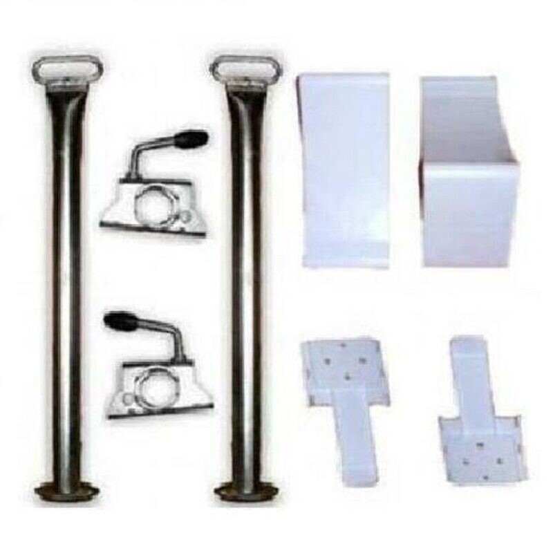 2 Anhängerstützen + 2 Klemmhalter + Unterlegkeile Bremskeile + Halter 2 Anhängerstützen + 2 Klemmhalter + Unterlegkeile Bremskeile + Halter