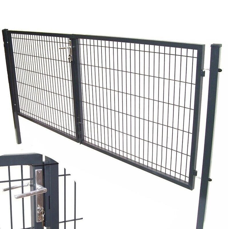 Q- Doppelflügeltor 300x140cm Gartentor 55718 Gartenzaun Tor Doppeltor Flügeltor