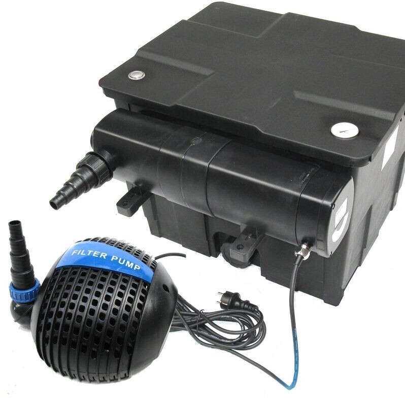 Koi Teich - Set: Teichfilter 12000 Ltr + UVC Lichtfilter 24 W + Pumpe 4600 Ltr