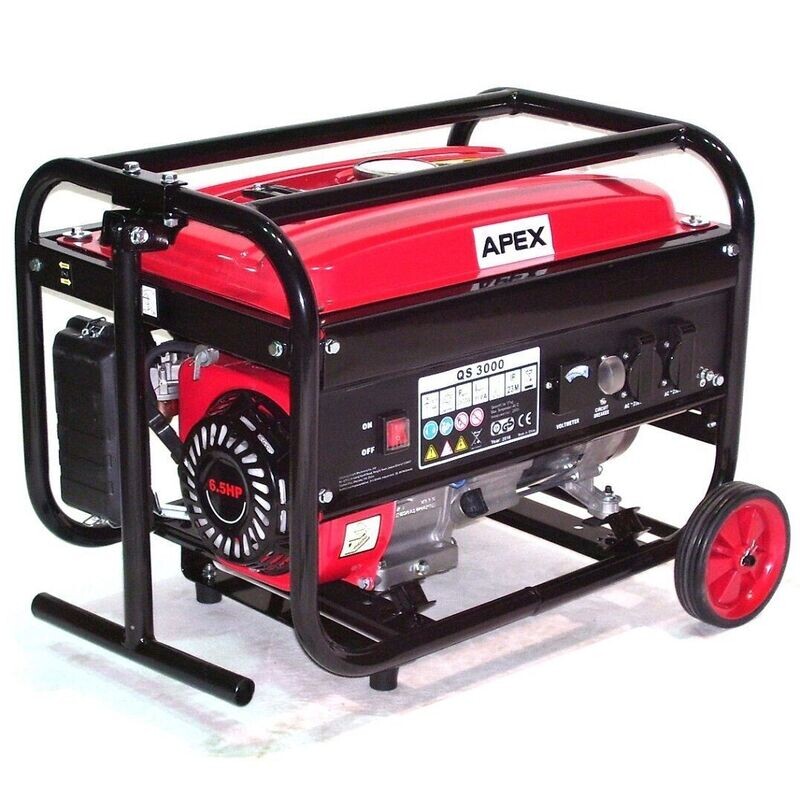 Benzin Stromerzeuger 3000 mit Fahrwerk 06262 Generator Notstromaggregat fahrbar