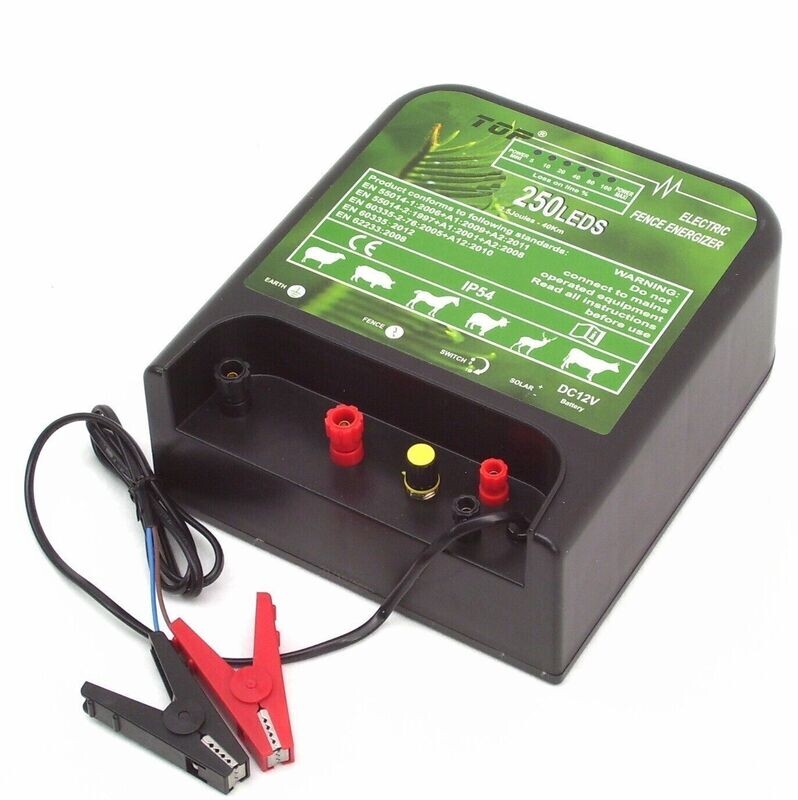 Elektrozaun Weidezaungerät 250 LED 12V 2,5 Joule 12000V Solar Weidezaun 56391