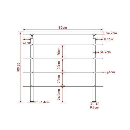 Edelstahl Treppengeländer Handlauf Geländer Balkongeländer 4 Querstäbe