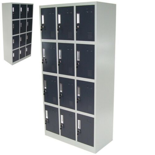 Spind 12-Fächer Zwölferspind Garderobenschrank Umkleidespind Metallschrank 57024