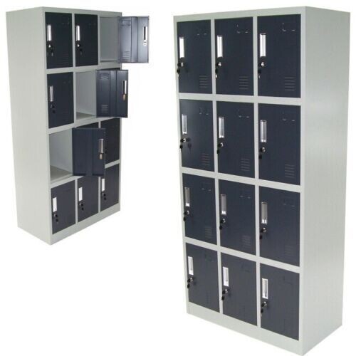 Spind 12-Fächer Zwölferspind Garderobenschrank Umkleidespind Metallschrank 57024