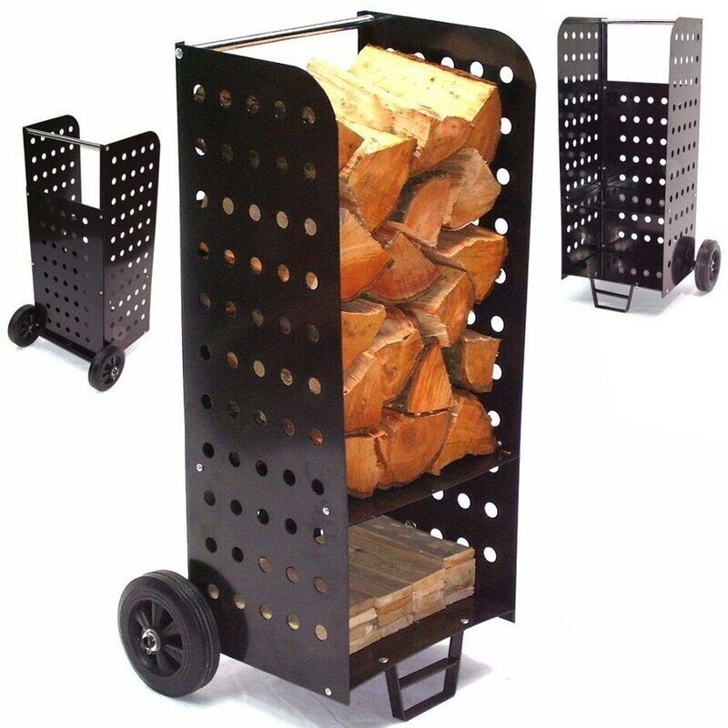 Kaminholzwagen XL Kaminholzkorb Holzwagen Holzkorb Feuerholz Kaminkorb Brennholz 55515