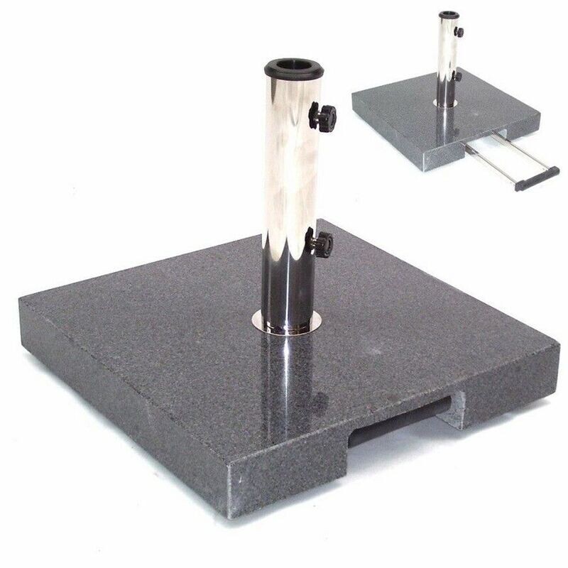 Granit Sonnenschirmständer 35kg 45x45x6.5 Rollen Schirmständer Trolley Ständer 55881