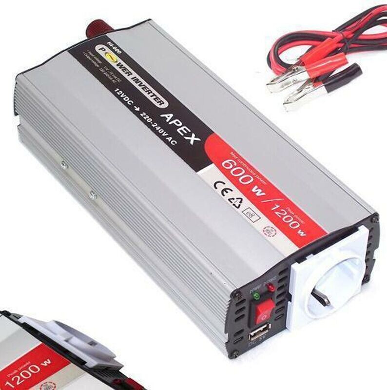 Spannungswandler 600W 1200W USB 12V Stromwandler Wechselrichter 06149 Spannungswandler 600W 1200W USB 12V Stromwandler Wechselrichter 06149